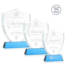 Scudo Shield Sky Blue on Newhaven Abstract / Misc Crystal Award - Award Shapes