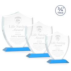 Scudo Shield Sky Blue Abstract / Misc Crystal Award - Award Shapes