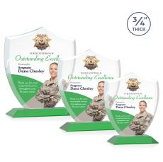 Scudo Shield Full Color Green Abstract / Misc Crystal Award - Glass Awards