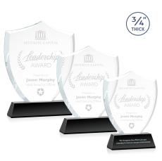 Scudo Shield Black on Newhaven Abstract / Misc Crystal Award - Award Shapes