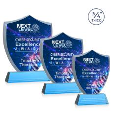 Scudo Shield Full Color Sky Blue on Newhaven Abstract / Misc Crystal Award - Crystal Awards