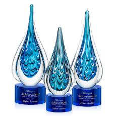 Worchester Blue on Marvel Base Glass Award - Glass Awards