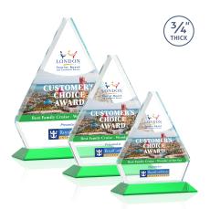 Fyreside Full Color Green Crystal Award - Corporate Awards
