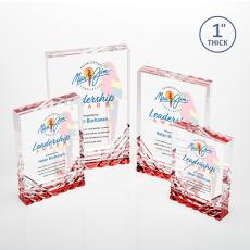 Elektra Full Color Red Rectangle Acrylic Award - Employee of the Month Awards