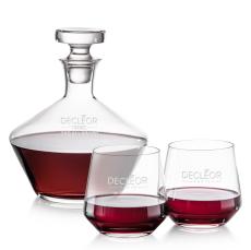 Tucson Decanter & Stemless Wine Set - Etched Barware