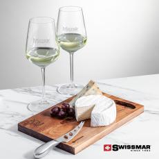 Swissmar Acacia Board &  2 Elderwood Wine - Corporate Recognition Gifts