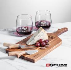 Swissmar Paddle Board & 2 Crestview Stemless Wine - Corporate Recognition Gifts