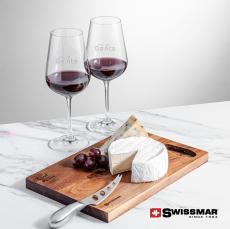 Swissmar Acacia Board &  2 Laurent Wine - Etched Barware