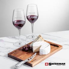 Swissmar Acacia Board &  2 Lethbridge Wine - Etched Barware