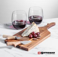 Swissmar Paddle Board & 2 Zacata Stemless Wine - Etched Barware