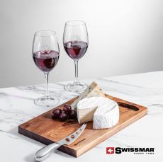 Swissmar Acacia Board &  2 Naples Wine - Etched Barware