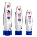 Hoover Full Color Blue on Marvel Base Obelisk Crystal Award