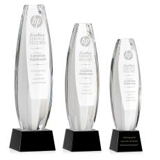 Hoover Black on Robson Base Obelisk Crystal Award - Crystal Pillar Awards