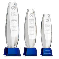 Hoover Blue on Robson Base Obelisk Crystal Award - Crystal Pillar Awards