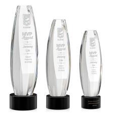 Hoover Black on Marvel Base Obelisk Crystal Award - Crystal Pillar Awards