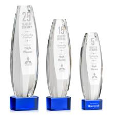 Hoover Blue on Paragon Base Obelisk Crystal Award - Crystal Pillar Awards