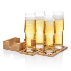  Bamboo Coaster Gift Set - Stuttgart - Etched Barware