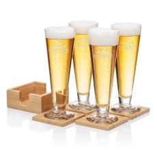 Bamboo Coaster Gift Set - Classic - Etched Barware