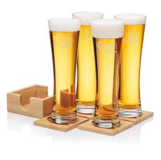 Bamboo Coaster Gift Set - Mannheim - Etched Barware