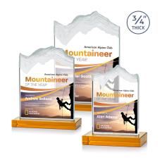 Kilimanjaro Full Color Amber Peak Crystal Award - Glass Awards