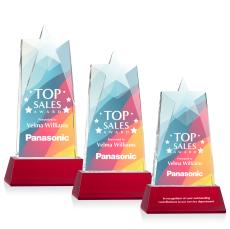 Millington Full Color Red on Base Star Crystal Award - Corporate Awards