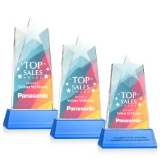 Millington Full Color Sky Blue on Base Star Crystal Award - Corporate Awards
