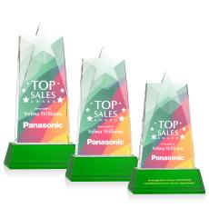 Millington Full Color Green on Base Star Crystal Award - Corporate Awards