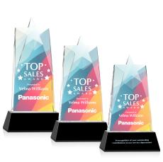Millington Full Color Black on Base Star Crystal Award - Crystal Awards