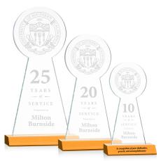 Laidlaw Tower Amber Obelisk Crystal Award - Crystal Pillar Awards