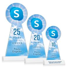 Laidlaw Full Color White Obelisk Crystal Award - Crystal Pillar Awards