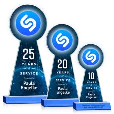 Laidlaw Full Color Sky Blue Obelisk Crystal Award - Crystal Pillar Awards