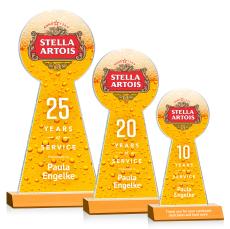 Laidlaw Full Color Amber Obelisk Crystal Award - Crystal Pillar Awards