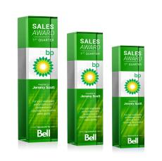 Araceli Full Color Green Obelisk Crystal Award - Corporate Awards