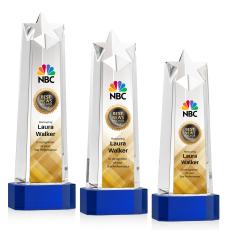 Delaware Full Color Blue on Base Star Crystal Award - Crystal Pillar Awards