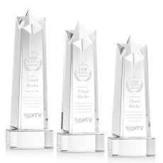 Delaware Star on Base - Clear - Crystal Pillar Awards