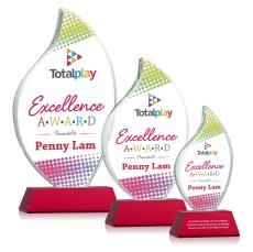 Odessy Vividprint Red on Newhaven Flame Crystal Award - Corporate Awards