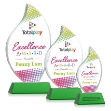 Odessy Vividprint Green on Newhaven Flame Crystal Award - Corporate Awards