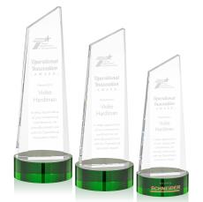 Belmont Tower Green on Stanrich Base Obelisk Crystal Award - Corporate Awards