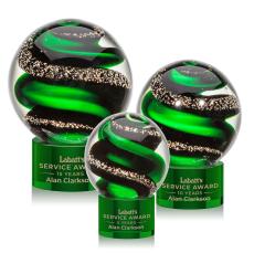 Zodiac Green on Marvel Base Spheres Glass Award - Modern Awards