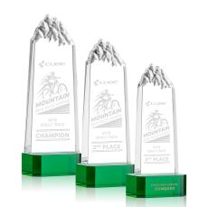 Himalayas Tower Green on Base Obelisk Crystal Award - Crystal Pillar Awards