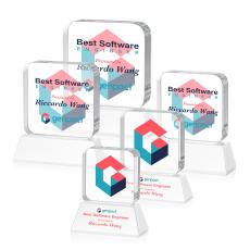 Flamborough Full Color White on Base Crystal Award - Corporate Awards