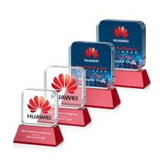 Flamborough Full Color Red on Base Crystal Award - Crystal Awards