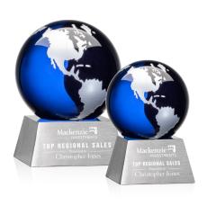 Ryegate Globe Blue/Silver Spheres Crystal Award - Metal Awards