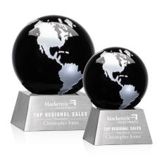 Ryegate Globe Black/Silver Spheres Crystal Award - Metal Awards