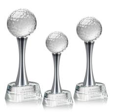 Golf Ball Spheres on Willshire Base Crystal Award - Corporate Awards