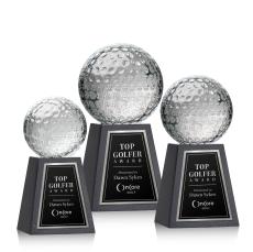 Golf Ball Spheres on Tall Marble Base Crystal Award - Corporate Awards
