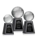 Golf Ball Spheres on Tall Marble Base Crystal Award