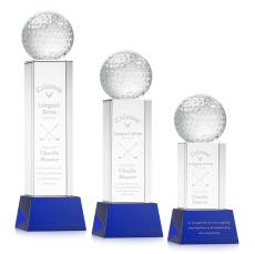 Golf Ball Blue on Belcroft Base Spheres Crystal Award - Corporate Awards