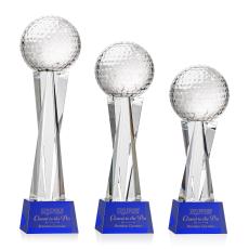Golf Ball Blue on Grafton Base Spheres Crystal Award - Glass Awards