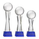 Golf Ball Blue on Grafton Base Spheres Crystal Award